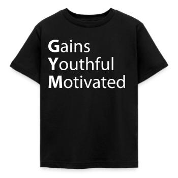 Gym gains youth motivation - Kids' T-Shirt - black - Front - AI Model Kid Female (0cm)