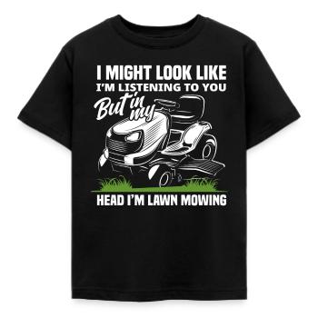 Paysagiste tondeuse à gazon Thinking - T-shirt Enfant - noir - Devant - AI Model Kid Female (0cm)