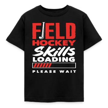 Field Hockey Player Skills Loading Please Wait - Kids' T-Shirt - black - Front - AI Model Kid Female (0cm)