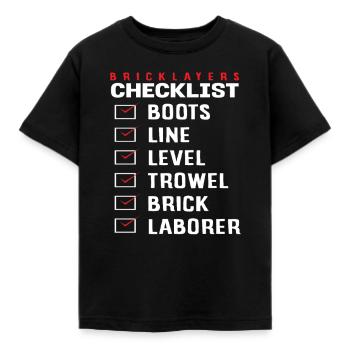 Maurer Checklist Bottes Line Level Truelle - T-shirt Enfant - noir - Devant - AI Model Kid Female (0cm)