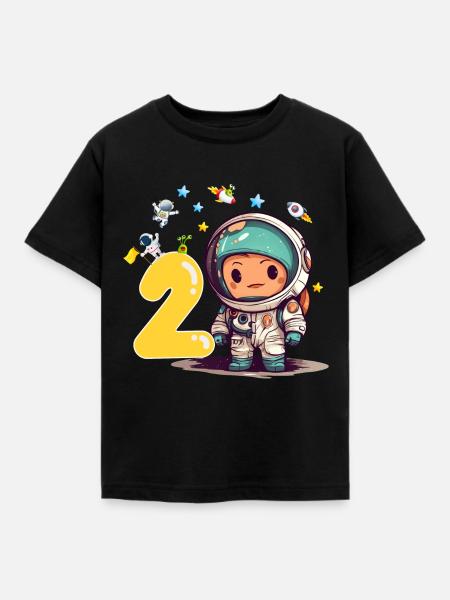 Little Astronaut 2nd Birthday - Kids' T-Shirt - black