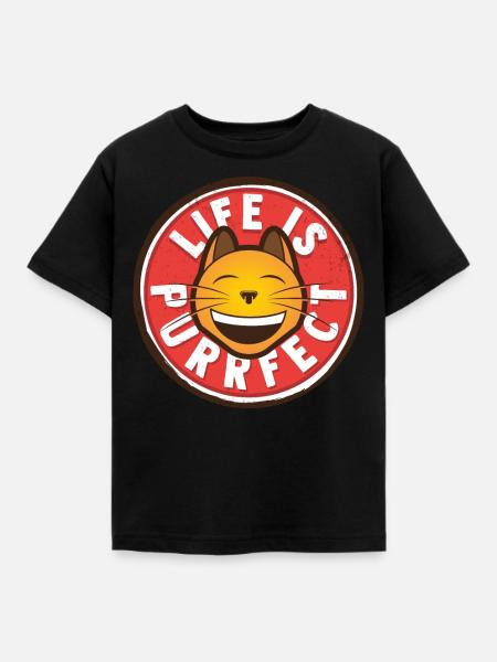 Katze Positiv denken - Kinder T-Shirt - Schwarz