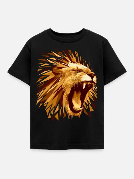 Löwe Raubtier - Kinder T-Shirt - Schwarz