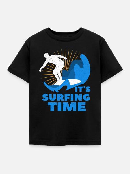 Surfen Wellenreiten - Kinder T-Shirt - Schwarz