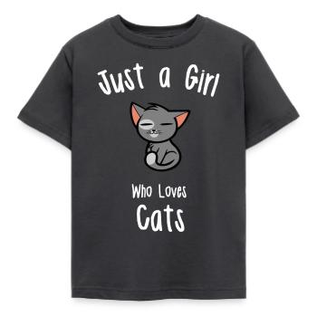 Cat design for Girls - Kids' T-Shirt - dark grey - Front - AI Model Kid Female (0cm)