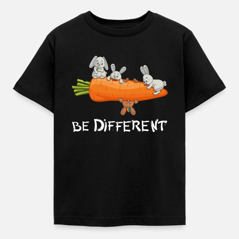 Be Different Funny Rabbit Cute Bunny Design - Kids' T-Shirt - black