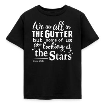 Oscar Wilde in the gutter looking at the stars - Kids' T-Shirt - black - Front - AI Model Kid Female (0cm)