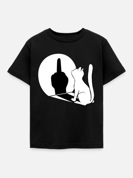 Mittelfinger Katzen Schatten - Kinder T-Shirt - Schwarz