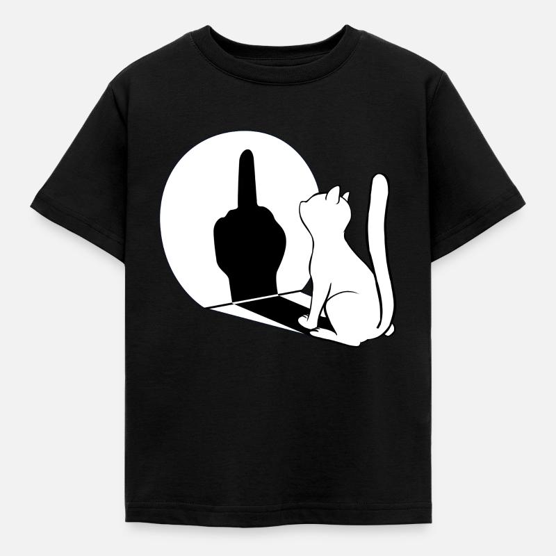 Mittelfinger Katzen Schatten - Kinder T-Shirt - Schwarz