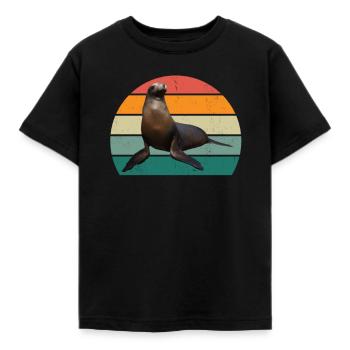 Robben Seehund Seehunde Schwimmen Ohrenrobbe Robbe - Kinder T-Shirt - Schwarz - Vorne - AI Model Kid Female (0cm)