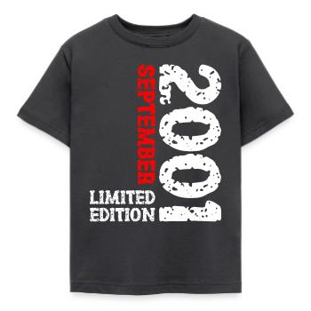 2001 September Limited Edition 22. Geburtstag Deko - Kinder T-Shirt - Dunkelgrau - Vorne - AI Model Kid Female (0cm)