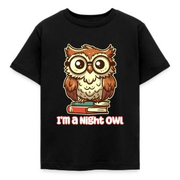 Ich bin eine Nachteule - Nerdy Owl - Kinder T-Shirt - Schwarz - Vorne - AI Model Kid Female (0cm)