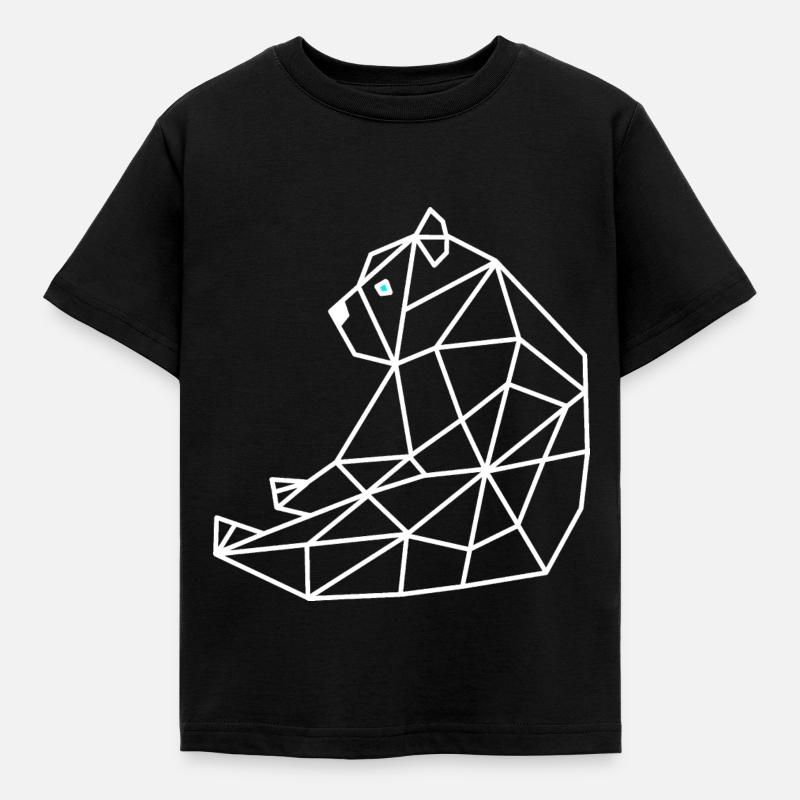 Bear Geometric Line - Kids' T-Shirt - black