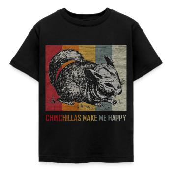 Chinchilla Maus Nagetier Haustier Retro Geschenk - Kinder T-Shirt - Schwarz - Vorne - AI Model Kid Female (0cm)
