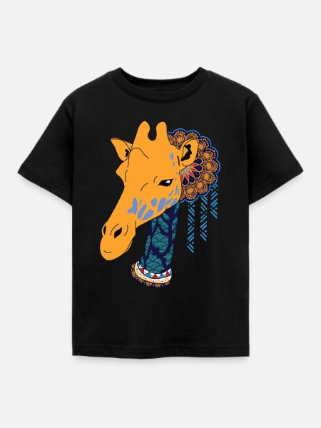 Globale Nomadengiraffe - Kinder T-Shirt - Schwarz