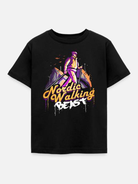 Nordic Walking - Kinder T-Shirt - Schwarz