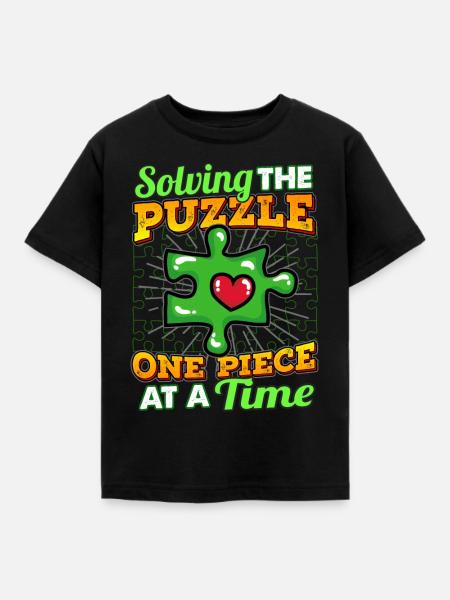 Puzzle Puzzleteil - Kinder T-Shirt - Schwarz