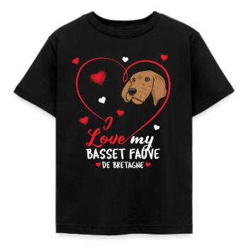 Basset Fauve de Bretagne - Kids' T-Shirt - black - Front - AI Model Kid Female (0cm)