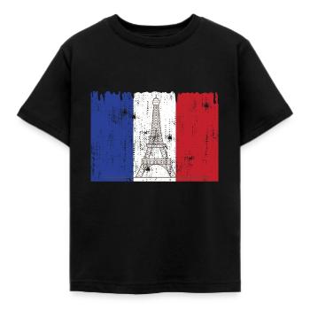 Drapeau français Tour Eiffel - T-shirt Enfant - noir - Devant - AI Model Kid Female (0cm)