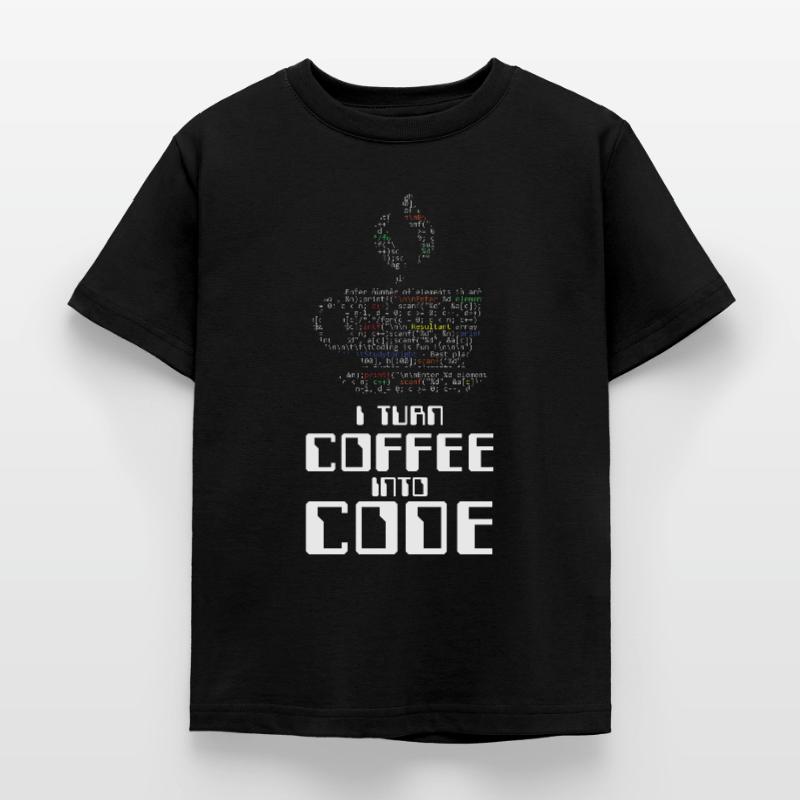 I Turn Coffee Into Code Coder Coding HTML Gift Kids' T-Shirt