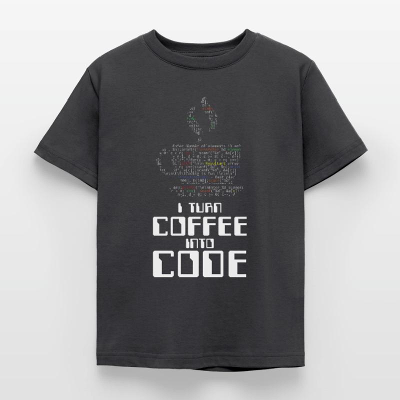 I Turn Coffee Into Code Coder Coding HTML Gift Kids' T-Shirt