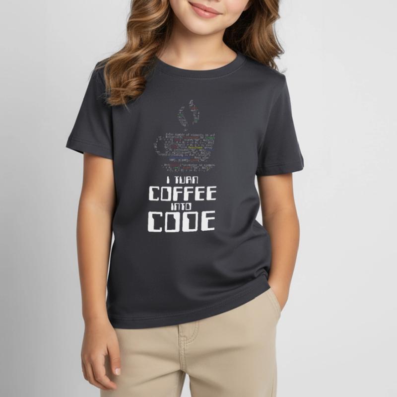 I Turn Coffee Into Code Coder Coding HTML Gift Kids' T-Shirt