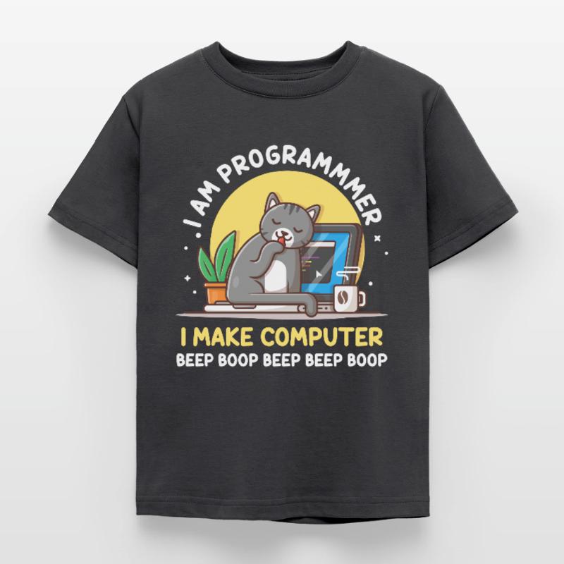 Cat Programmer Coder Entwickler Kitten Computer Kinder T-Shirt