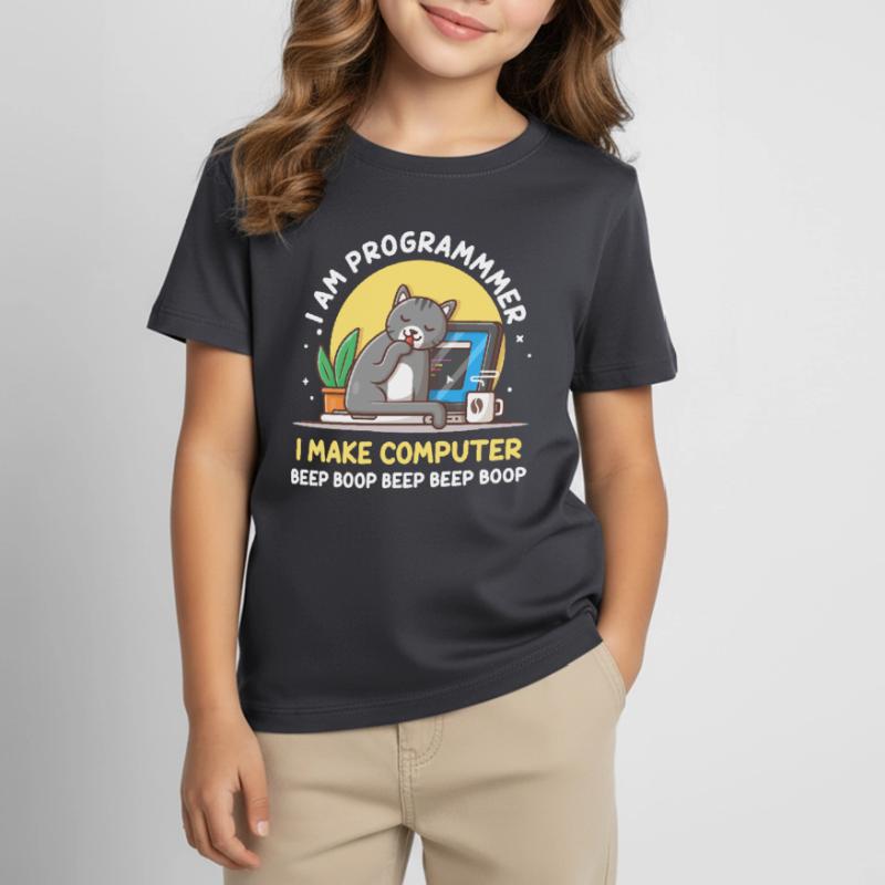 Cat Programmer Coder Entwickler Kitten Computer Kinder T-Shirt