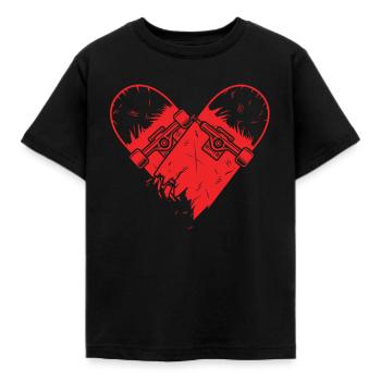 Cadeau de patin de patineur de skateboard de coeur de planche à roulettes de planche à roulettes - T-shirt Enfant - noir - Devant - AI Model Kid Female (0cm)
