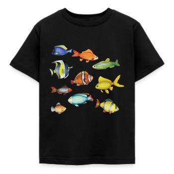 Fisch bunte TierLiebhaber Angeln Fisch Geschenk - Kinder T-Shirt - Schwarz - Vorne - AI Model Kid Female (0cm)