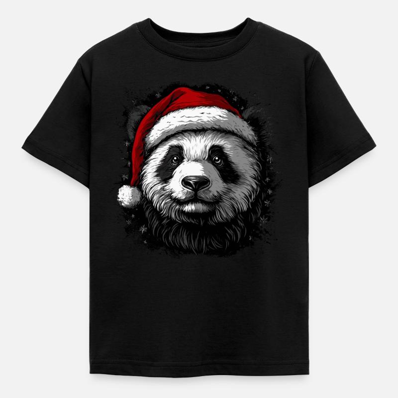 Panda de Noël - T-shirt Enfant - noir