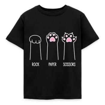 Ciseaux à papier roche - Pattes de chat - T-shirt Enfant - noir - Devant - AI Model Kid Female (0cm)