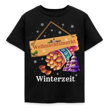 Weihnachtsmarkt - Winterzeit - Kinder T-Shirt - Schwarz - Vorne - AI Model Kid Female (0cm)