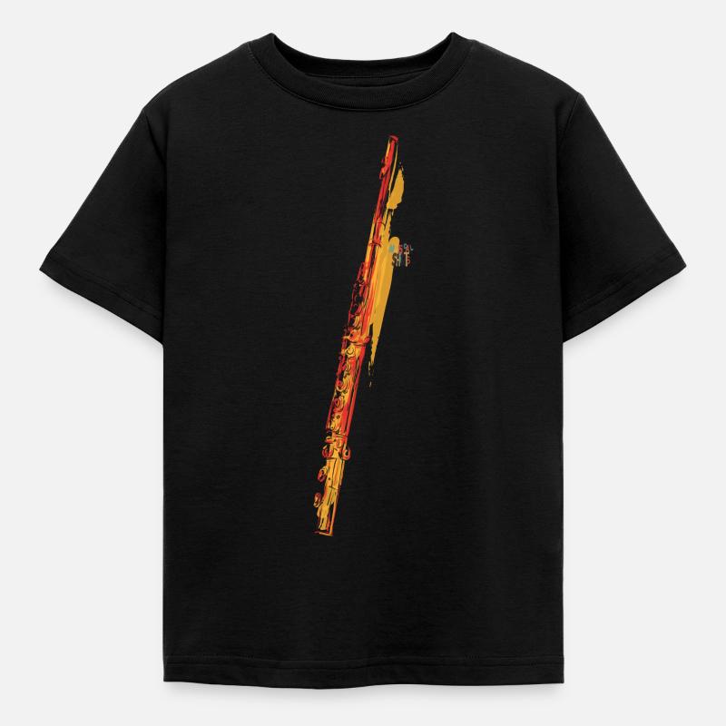 Querflöte - Kinder T-Shirt - Schwarz