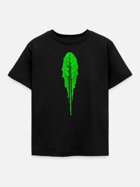 Löwenzahn Blatt / Garten & Natur - Kinder T-Shirt - Schwarz