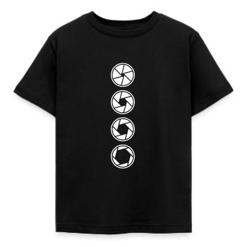 Photographer lens aperture focus subject - Kids' T-Shirt - black - Front - AI Model Kid Female (0cm)