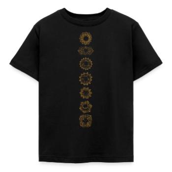 Die 7 Chakren gold - Kinder T-Shirt - Schwarz - Vorne - AI Model Kid Female (0cm)