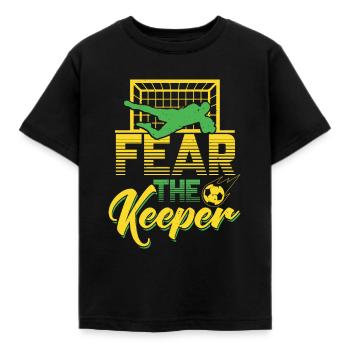 Fear The Keeper - Fussball Tormann Goalie Elfmeter - Kinder T-Shirt - Schwarz - Vorne - AI Model Kid Female (0cm)