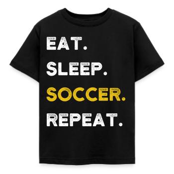 Eat Sleep Soccer Repeat Fußball Motiv Fußballer - Kinder T-Shirt - Schwarz - Vorne - AI Model Kid Female (0cm)
