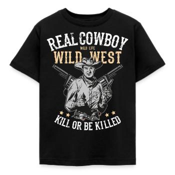 Cowboy - Kinder T-Shirt - Schwarz - Vorne - AI Model Kid Female (0cm)