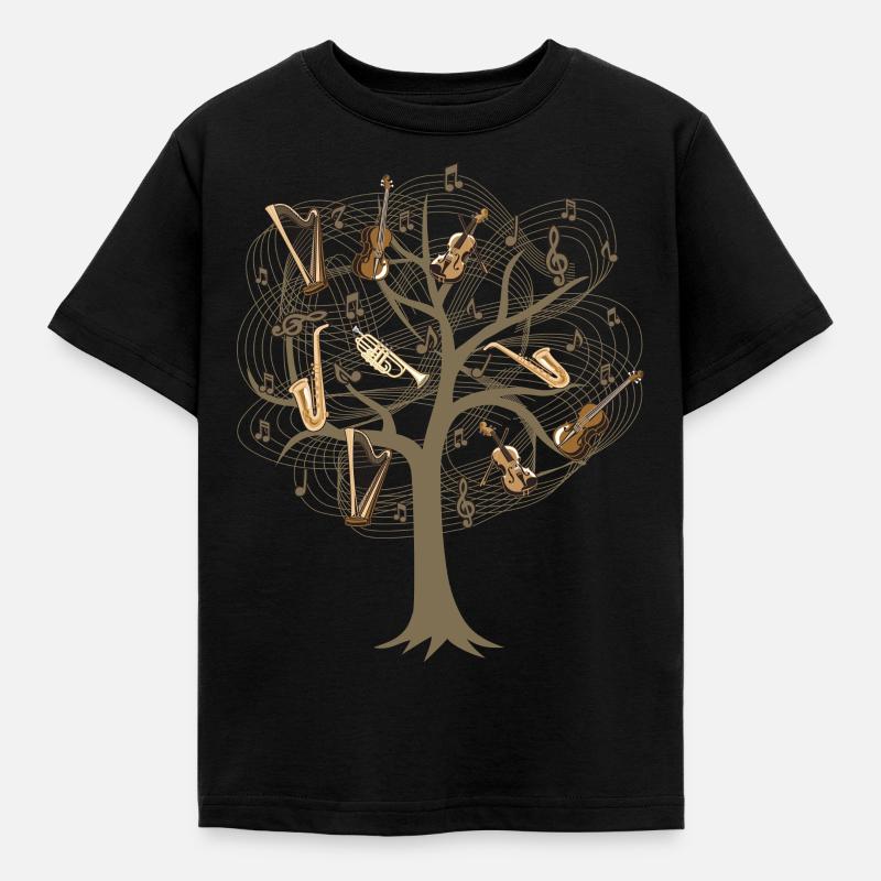 Musician Tree / Orchestra Music Notes Gift Idea - Kids' T-Shirt - black