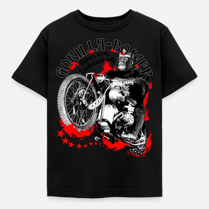 Gorilla Biker- Biker aus Leidenschaft - Kinder T-Shirt - Schwarz