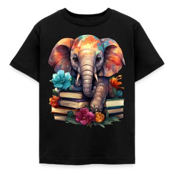 Elephant - Kids' T-Shirt - black - Front - AI Model Kid Female (0cm)