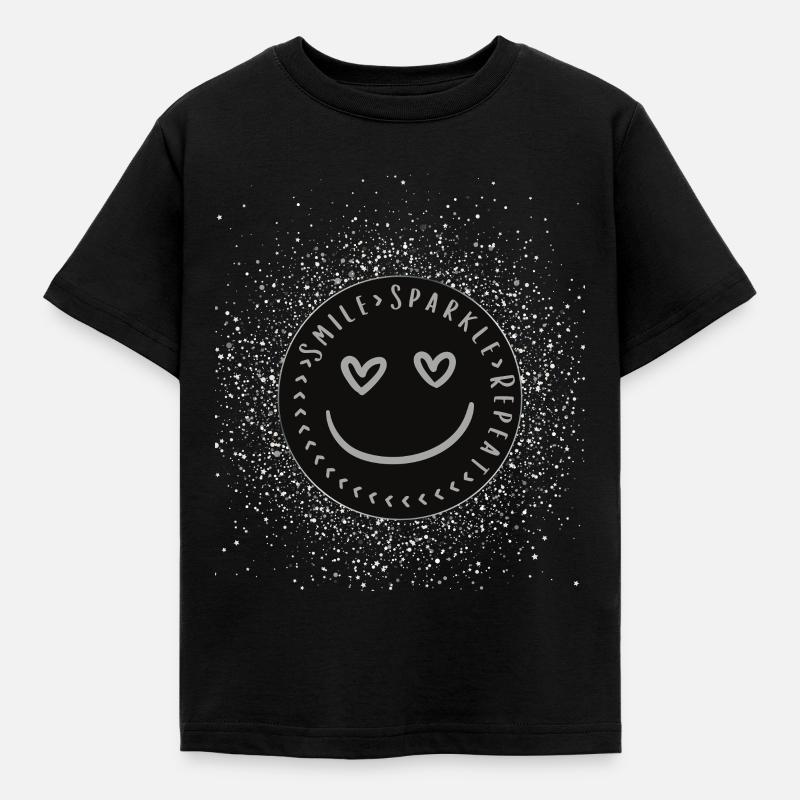 Smile Sparkle Repeat - Kids' T-Shirt - black