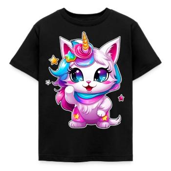 Chat Licorne mignon - T-shirt Enfant - noir - Devant - AI Model Kid Female (0cm)