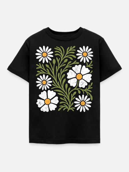 Boho Gänseblümchen - Kinder T-Shirt - Schwarz