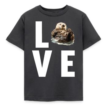 Seeotter - Kinder T-Shirt - Dunkelgrau - Vorne - AI Model Kid Female (0cm)