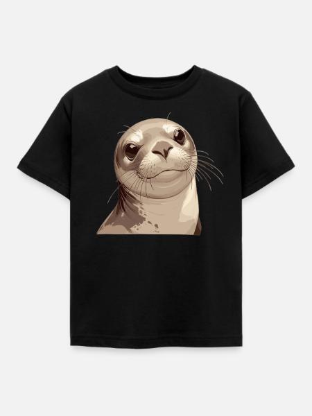 Robben Robbe - Kinder T-Shirt - Schwarz