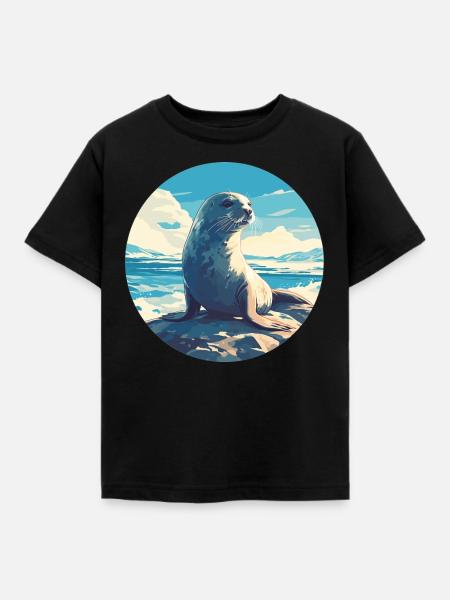 Robben Robbe - Kinder T-Shirt - Schwarz
