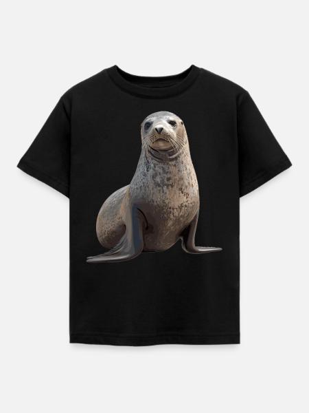 Robben Robbe - Kinder T-Shirt - Schwarz